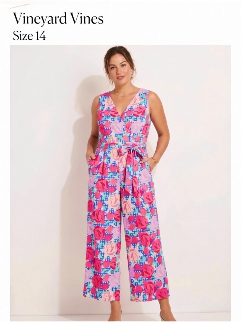 Vineyard Vines for the 145th Kentucky Derby Floral Jumpsuit Size 14 fully lined